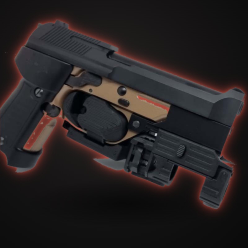 Beretta 93R enfundada con accesorio bajo el cañón