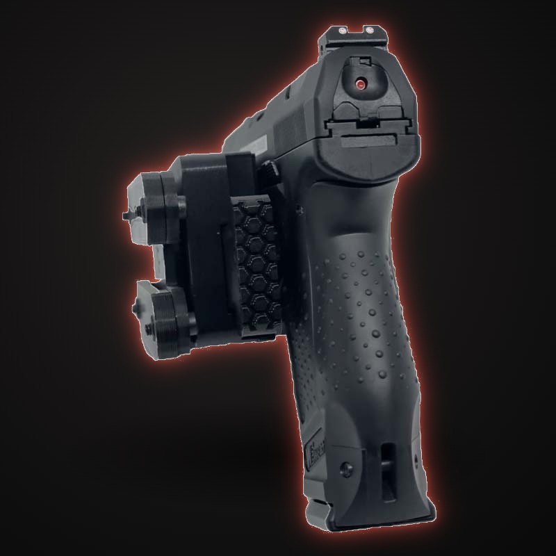 Walther P99 enfundada vista trasera con soporte para cinturón